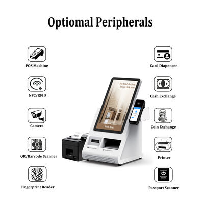 Android POS киоск саморегистрации с сканером паспортов и диспенсером карт для отелей