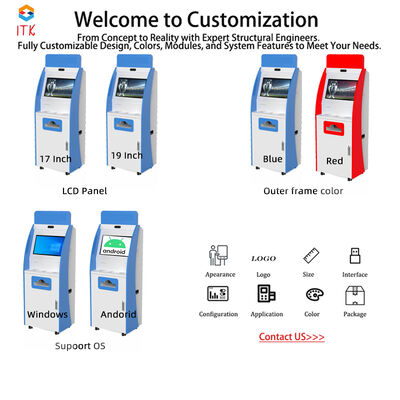 Self Checkout Kiosk with Capacitive Touch 10 Point Screen Cash Acceptor and Card Dispenser TFT LCD Display