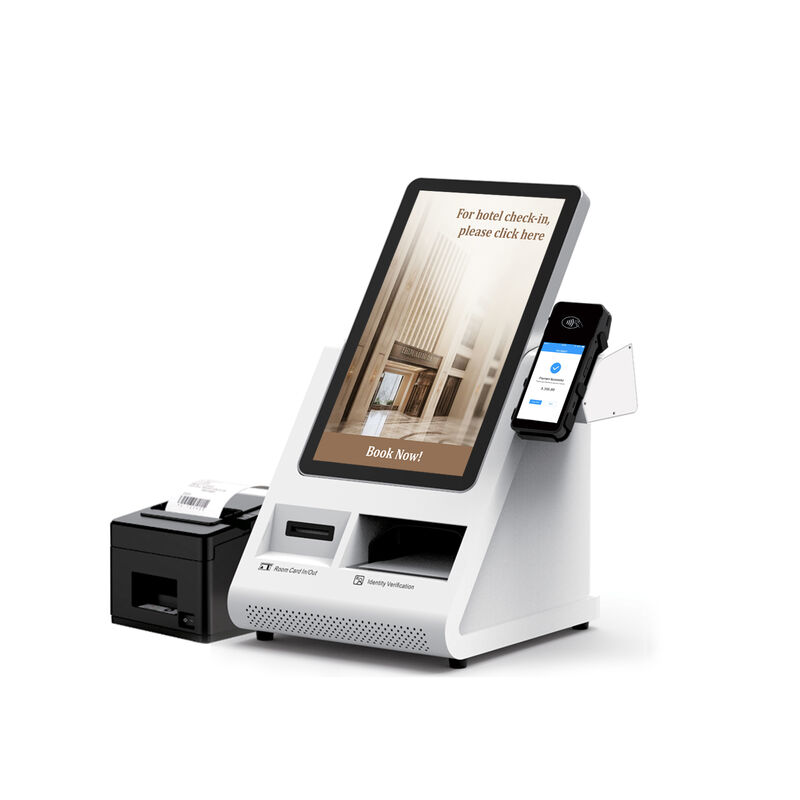 Android POS киоск саморегистрации с сканером паспортов и диспенсером карт для отелей